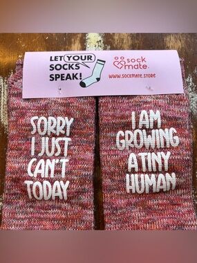 Women’s Novelty Socks - Pink/Multi "Sorry I Just Can't Today …”